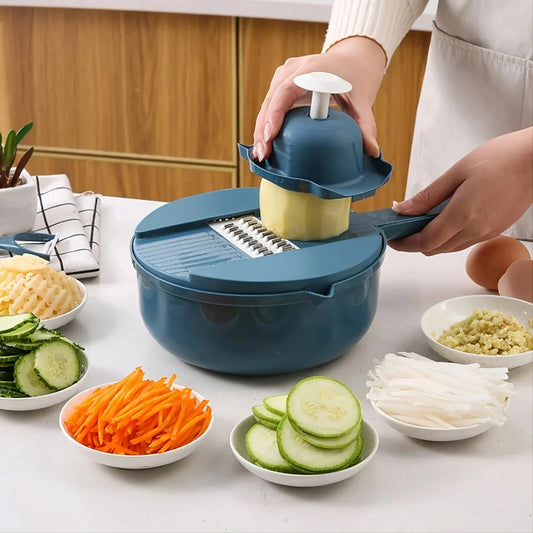 Tagliaverdure 9 In 1 Patate Multifunzionali Tagliate Manualmente Affettatrice Grattugia Utensili Da Cucina Accessori