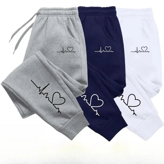 Pantaloni Sportivi Da Donna Con Stampa A Cuore, Pantaloni Fitness Casual Di Alta Qualità, Larghi E Alla Moda