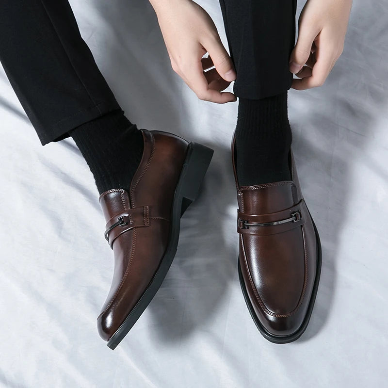 Scarpe Formali In Pelle Da Uomo Mocassini Slip On Classico Punta Tonda Traspirante Antiscivolo Per Ufficio Matrimonio