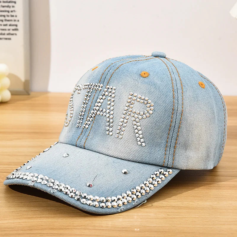 Cappellino Da Baseball Con Diamanti Y2K Motivo Stelle Regolabile Chiusura Posteriore Unisex Design Casual Moda Quotidiana