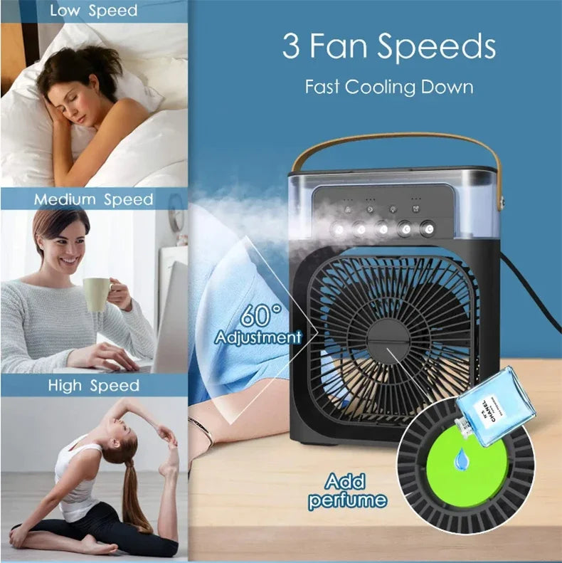 Raffreddatore D'Aria Portatile Con Ventilatore A Tre Velocità Umidificatore Luci Notturne LED Per Ufficio Casa Moderna