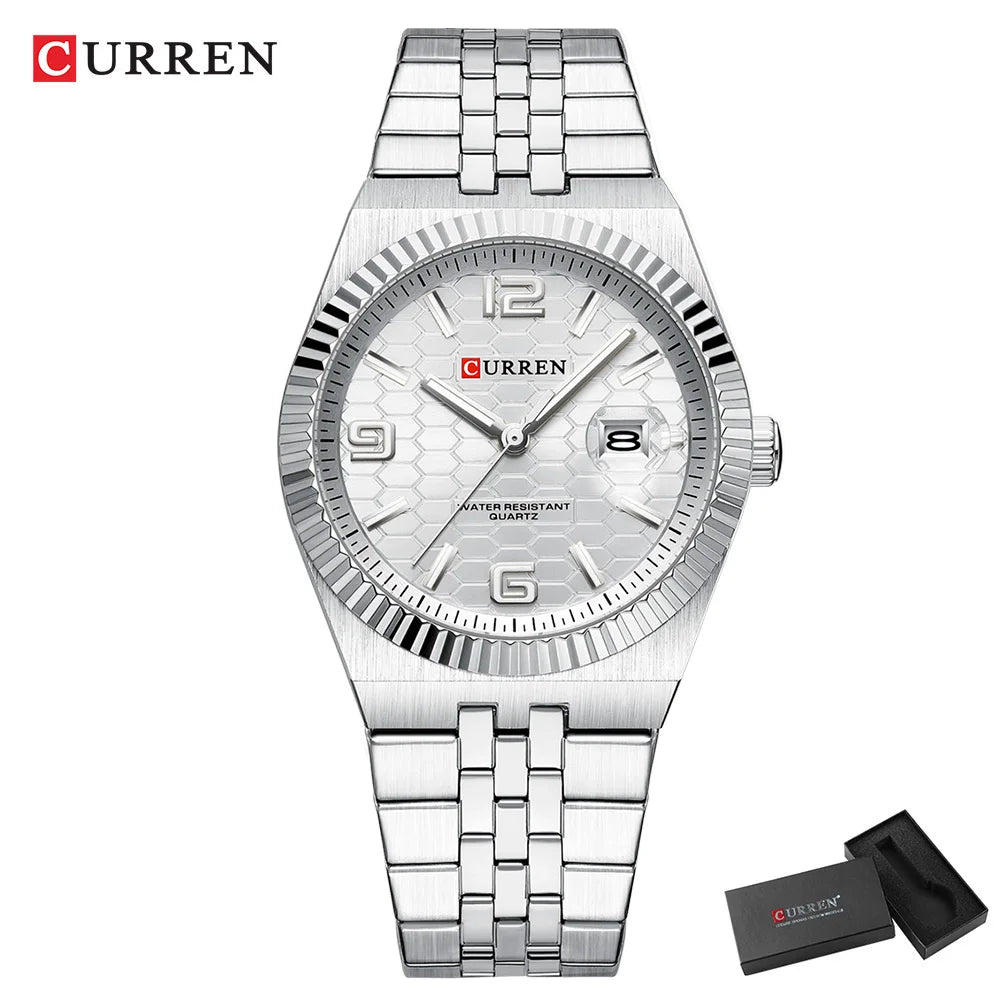 Curren Orologio Quarzo Nero Classico Con Lancette Luminose Data Automatica Cinturino In Acciaio Inox Uomo