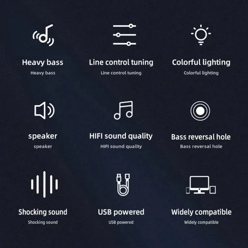 Altoparlanti Per Computer USB Cablati Con Luce LED Microfono Stereo HiFi 7.1 Canali Per PC Desktop