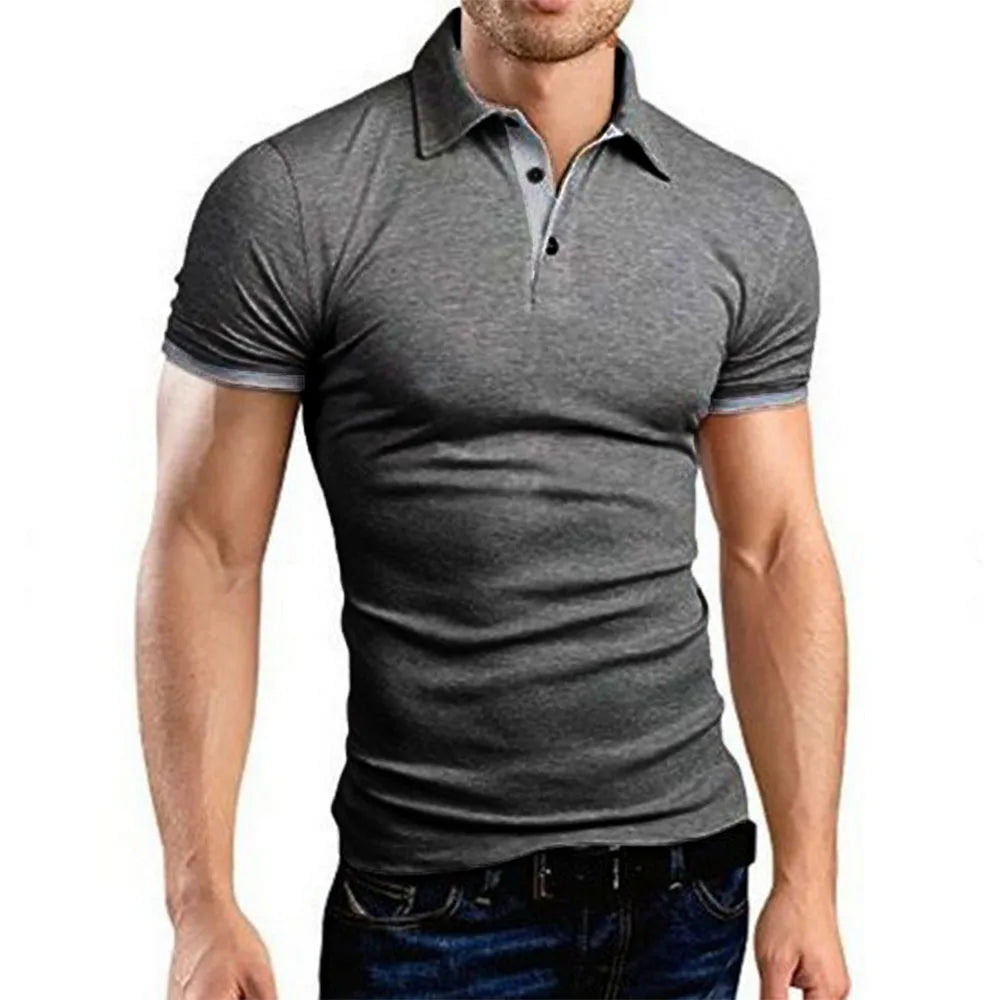 Polo Da Uomo Manica Corta Casual Slim Fit Color Blocking Streetwear Stile Inglese Per Moda Uomo