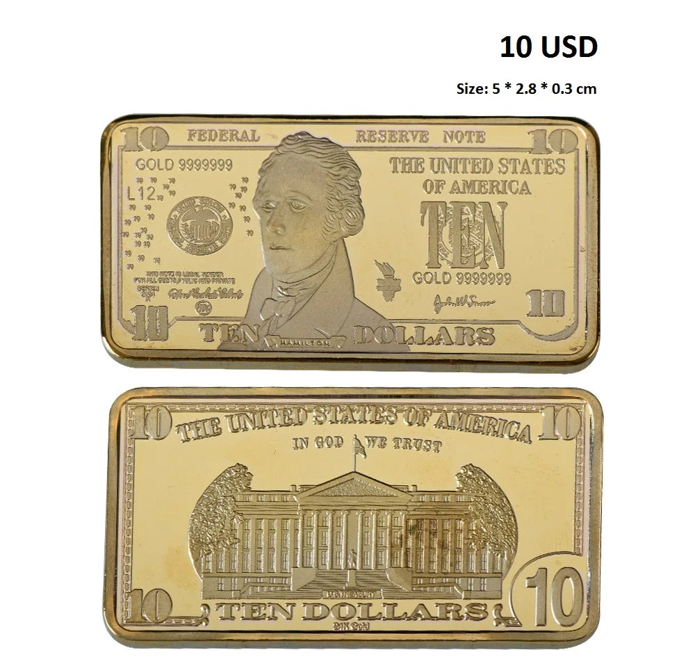 Barra Placcata Oro 24K E Argento Design Dollaro USA Moneta Souvenir Da Collezione Regalo Per Uomo