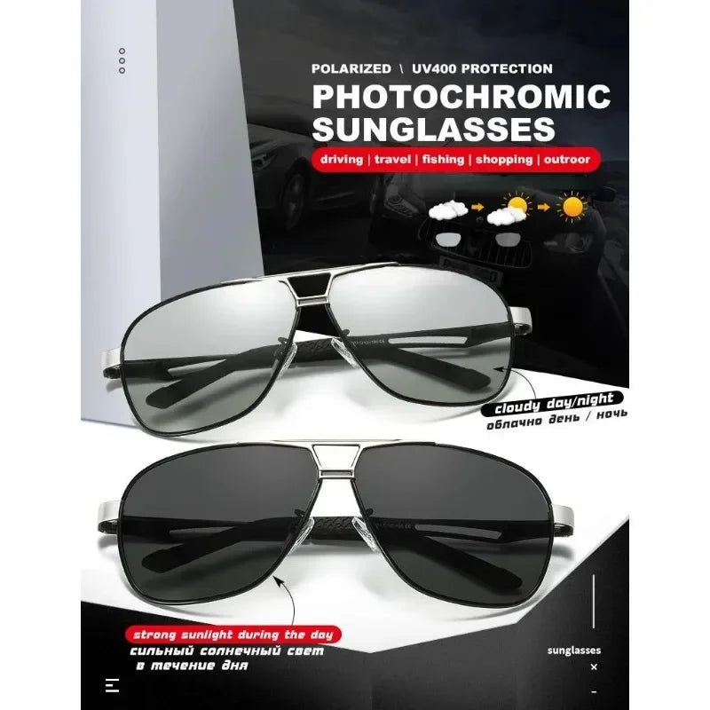 Occhiali Da Sole Polarizzati Fotocromatici In Alluminio Magnesio Quadrati Da Uomo Sicurezza Guida