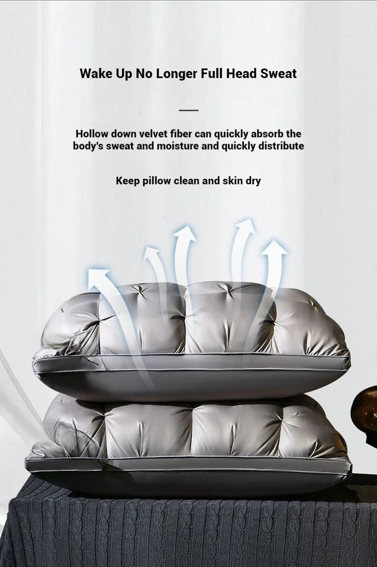 Cuscini comodi per dormire Cuscino per hotel a 5 stelle Cuscino tridimensionale morbido lavato bilaterale in tinta unita Cuscini per dormire
