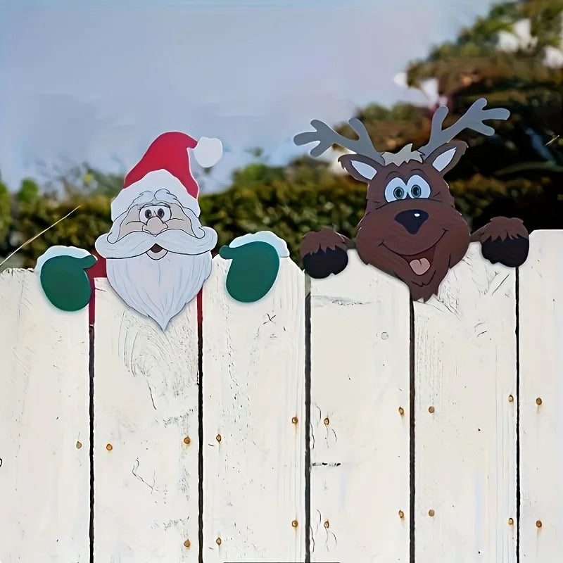 Babbo Natale Peeker Ornamento per Recinzione Giardino Interni Esterni Magico Regalo Fai da Te Famiglie Decoratori