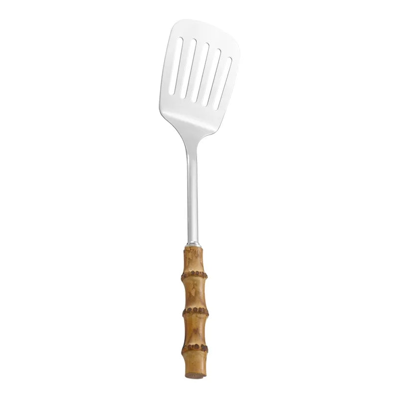 Pala Frittura In Acciaio Inossidabile Con Manico In Bambù Naturale E Cucchiaio Zuppa Giapponese Set Utensili Cucina
