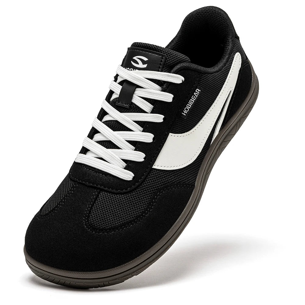 Hobibear Scarpe Larghe a Piedi Nudi Minimaliste Uomo Donna Zero Drop Sneakers Passeggio Retrò Rete Pelle Artificiale
