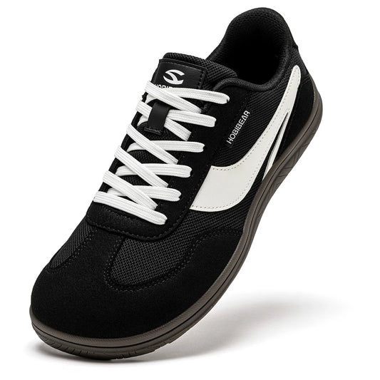 Hobibear Scarpe Larghe a Piedi Nudi Minimaliste Uomo Donna Zero Drop Sneakers Passeggio Retrò Rete Pelle Artificiale