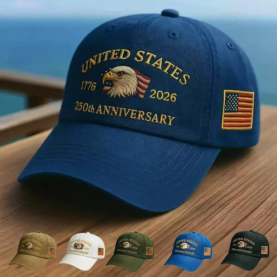 Cappello Patriottico 250esimo Anniversario USA Con Aquila Ricamata Unisex Berretto Da Baseball Elegante