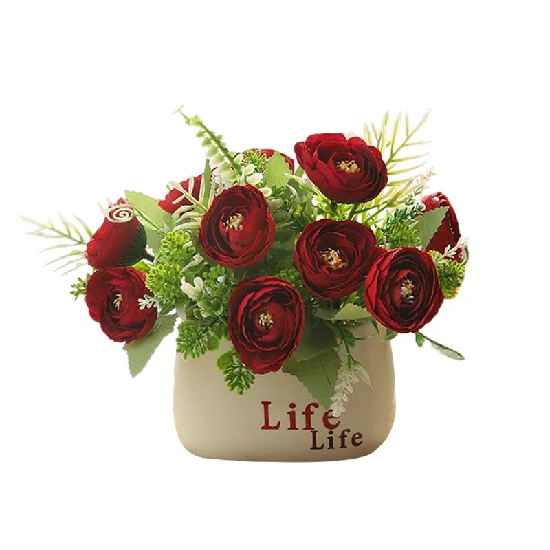 Pianta In Vaso di Plastica Artificiale 15 Centimetri Fiori Finti Decorazione Tavolo Casa Matrimonio Giardino