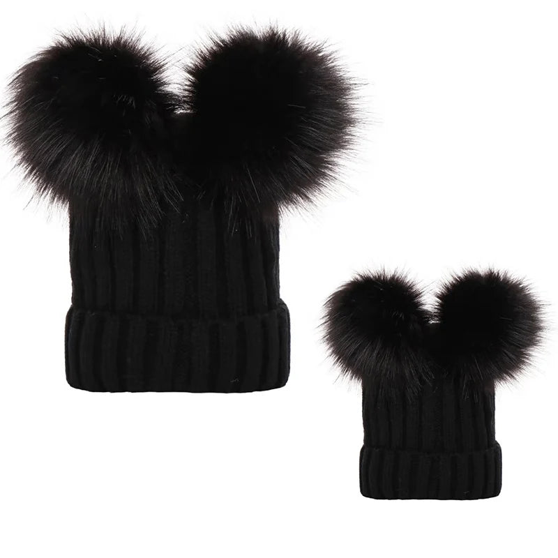 Cappello Invernale Da Donna Lavorato A Maglia Con Pompon In Pelliccia Sintetica Caldo Berretto Natalizio Per Ragazza
