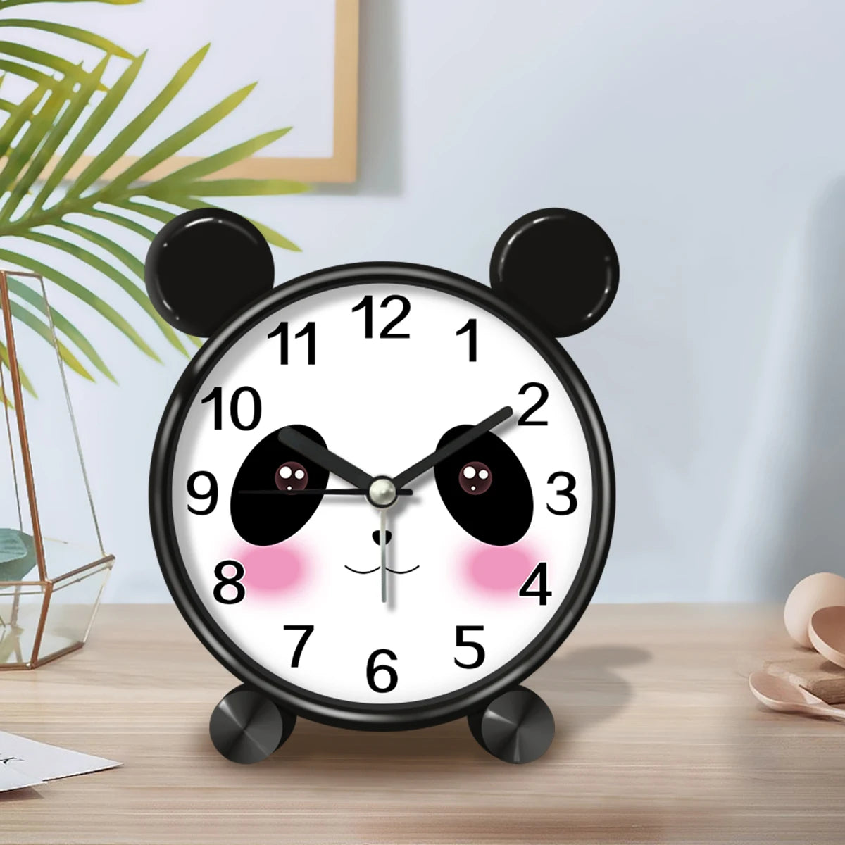 Sveglia Educativa per Bambini Carina Rotonda Silenziosa per Camera da Letto Desktop Decorazione Animale