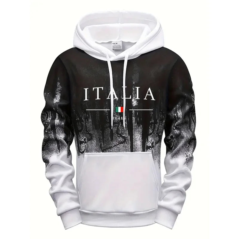 Felpa Con Cappuccio Da Uomo Stampata In Italia Athleisure Autunno Inverno Maniche Lunghe Alta Qualità 2025