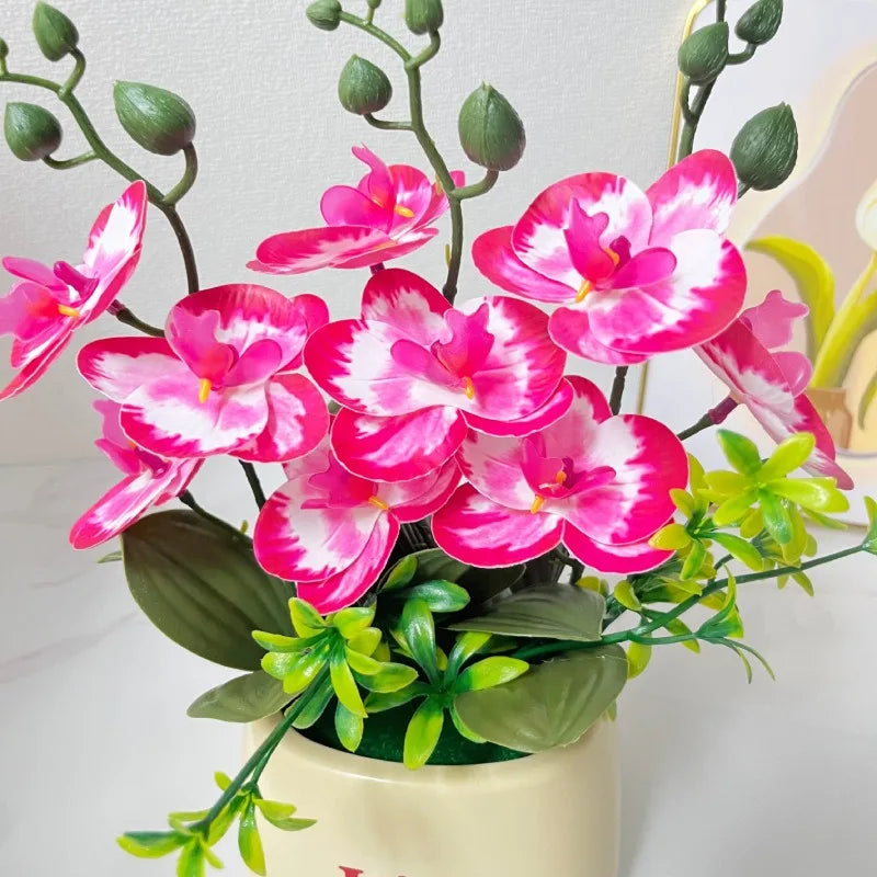 Orchidea Artificiale di Lusso in Stile Nordico con Fiore a Farfalla Vaso Decorazione Domestica Multifunzionale