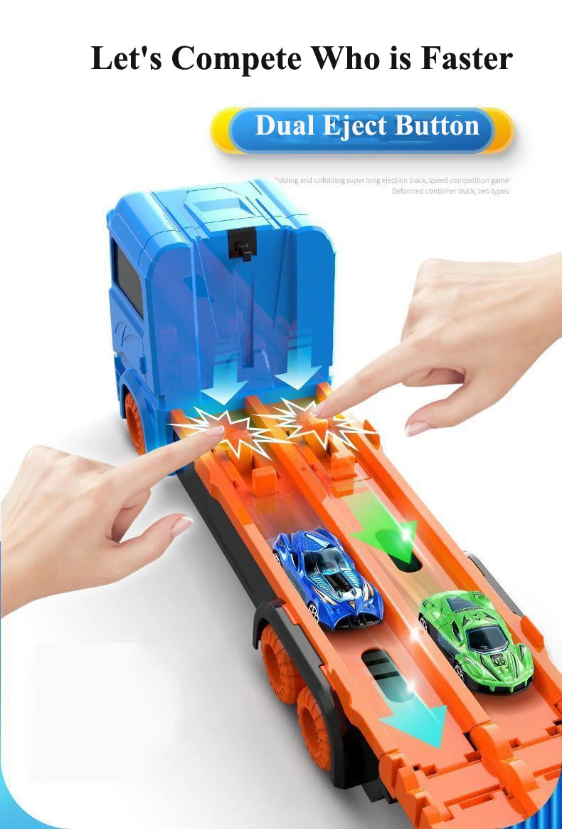 Grande Camion Trasportatore per Auto con Pista Pieghevole Veicolo da Corsa Giochi Competitivi per Bambini Regalo