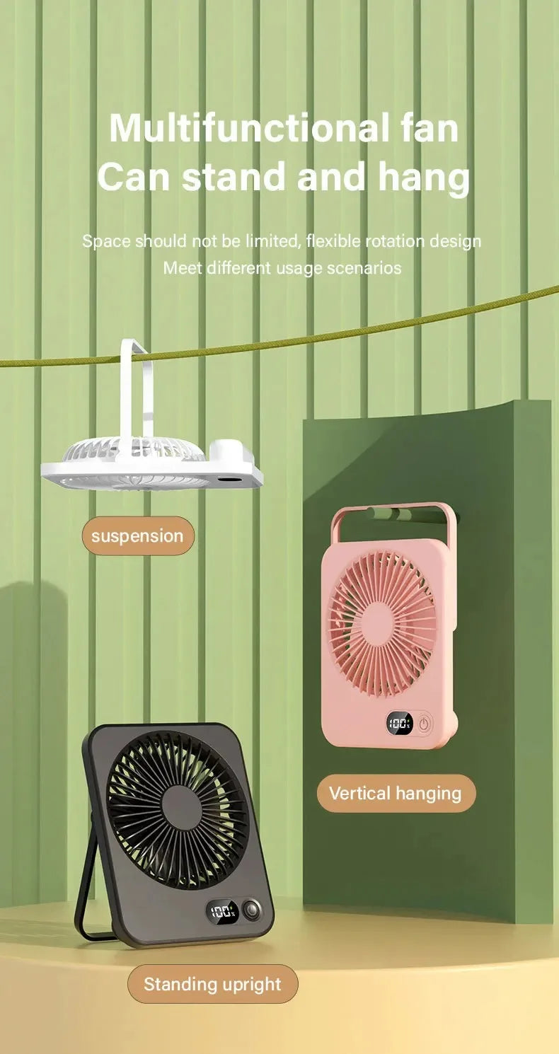 Ventilatore Da Tavolo Portatile Silenzioso Con Display Regolabile Ricaricabile A Cinque Velocità Pieghevole Da Scrivania