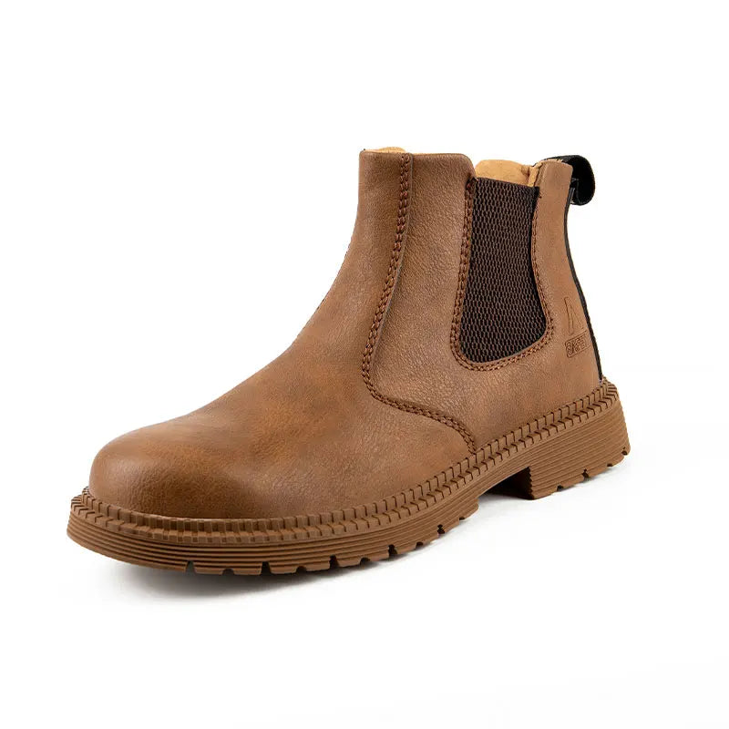 Scarpe Da Lavoro Antinfortunistiche Resistenti All Acqua Uomo Stivali In Pelle Con Testa In Acciaio Marrone