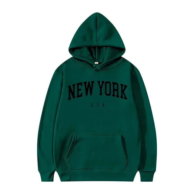 Felpe Con Cappuccio Uomo Donna New York City Stampe Lettere Grafica Casual Harajuku Pullover Abbigliamento Sportivo