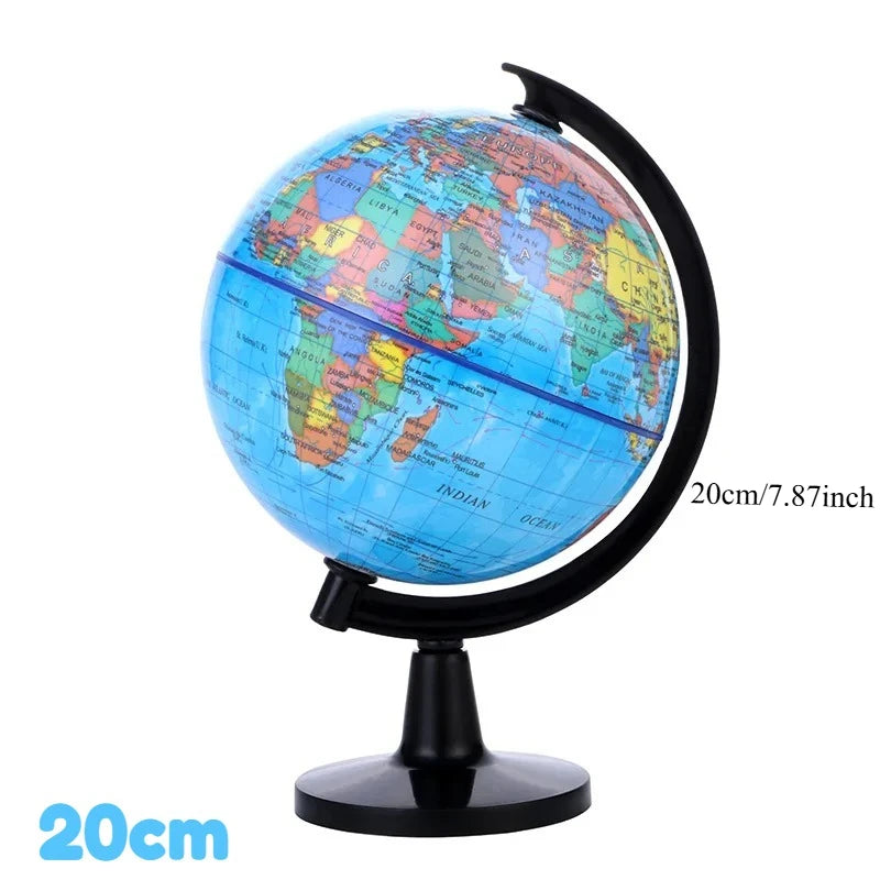 Globo educativo da 1 pezzo per l'insegnamento, mappa del mondo inglese HD con 360 °   Rotazione, strumento di apprendimento della geografia desktop standard