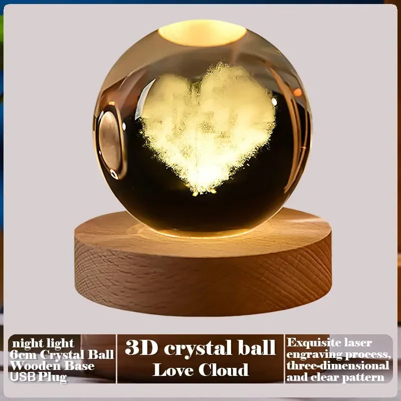 Sfera di Cristallo 3D Creativa Regalo San Valentino Rosa Per la Festa della Mamma Decorazione da Scrivania Nuvola