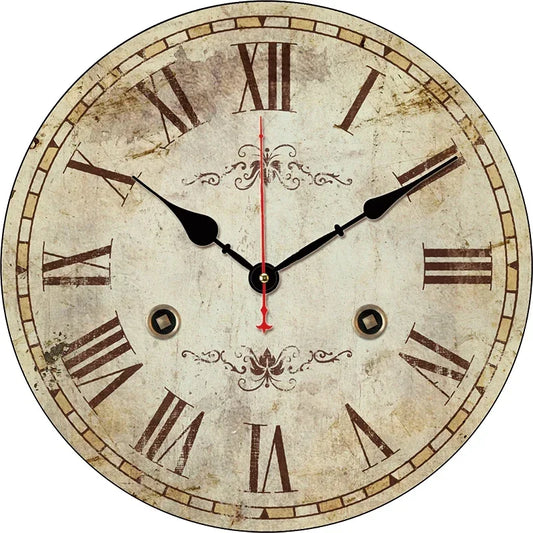 Orologio Da Parete Vintage Rotondo Silenzioso In Stile Shabby Chic Decorativo Per Ufficio Soggiorno E Camera Da Letto