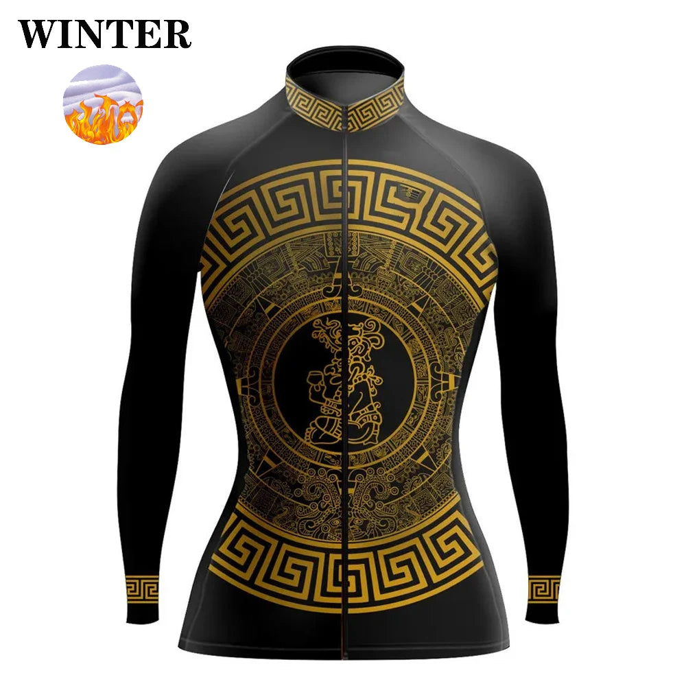 Downorup Maglia Ciclismo Donna Manica Lunga Tutta La Stagione Pile Caldo Leggera Modello L001