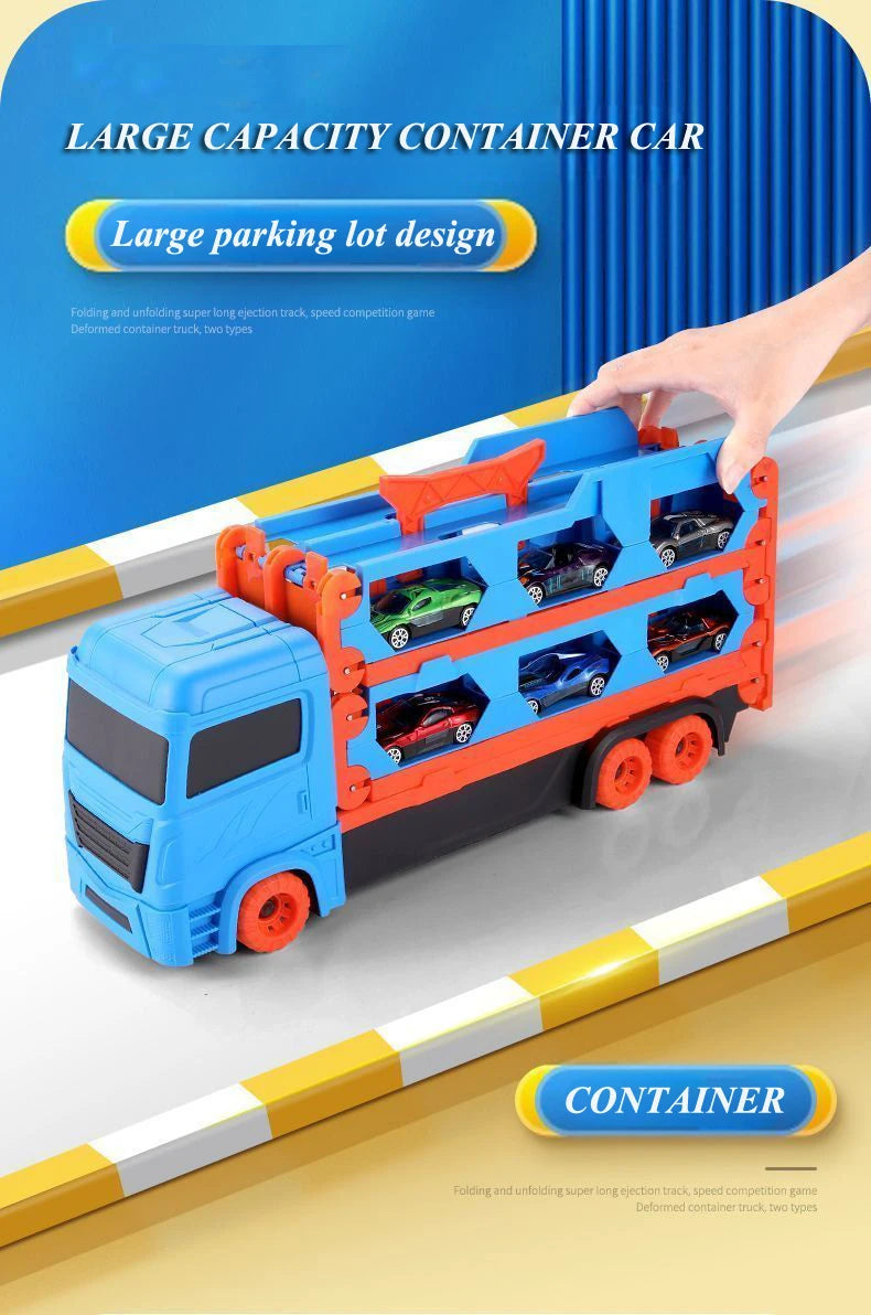 Grande Camion Trasportatore per Auto con Pista Pieghevole Veicolo da Corsa Giochi Competitivi per Bambini Regalo