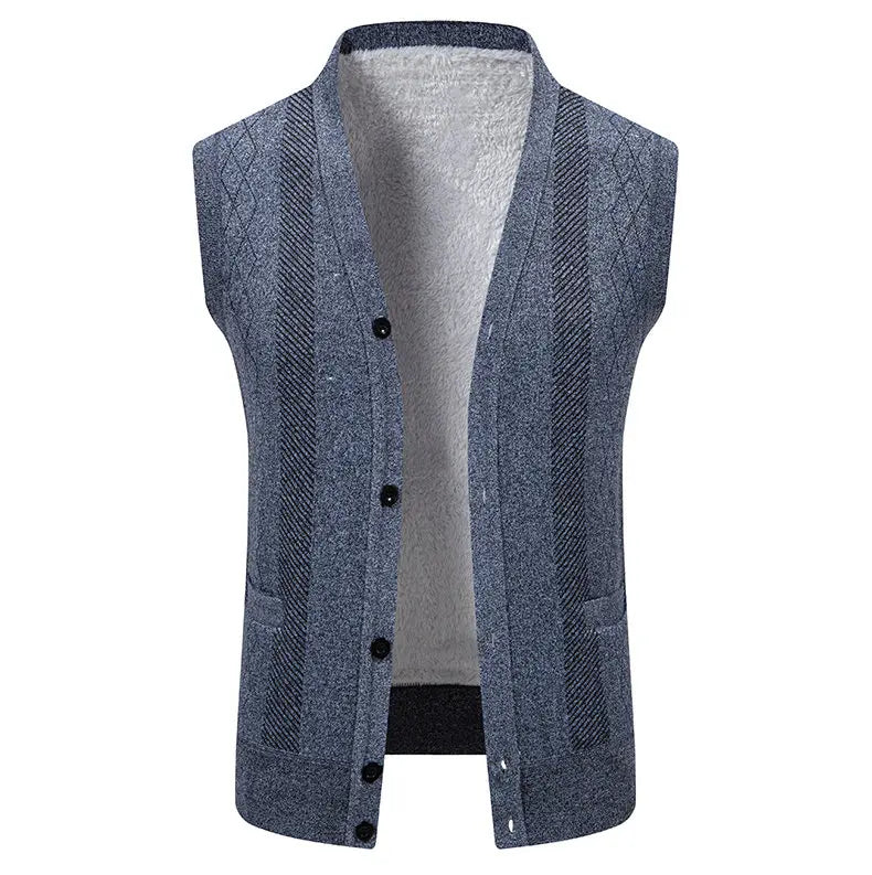 Cardigan Senza Maniche Da Uomo Gilet In Maglia Con Scollo A V Bottoni Argyle Lavorato Con Tasche