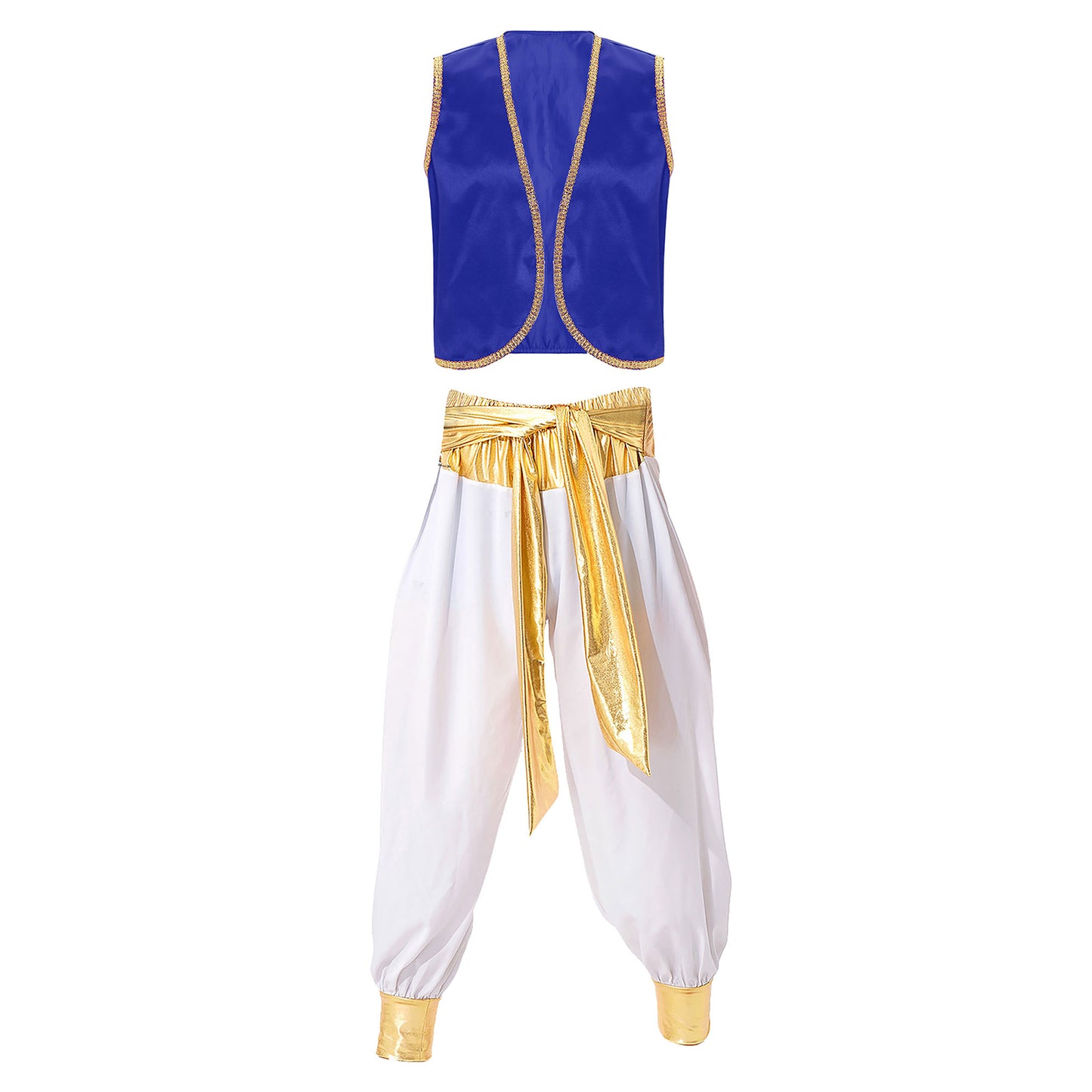 Costume Fantasy Myth Prince Aladin per adulti Gilet senza maniche e pantaloni Abito da palcoscenico per feste a tema Halloween Cosplay