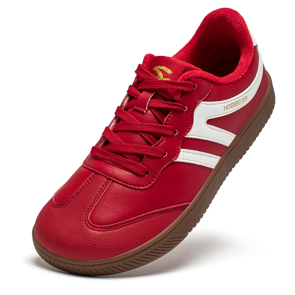 Hobibear Scarpe Da Ginnastica Unisex A Punta Larga In Pelle Artificiale Foderate In Pelliccia Sintetica Retrò Stringate