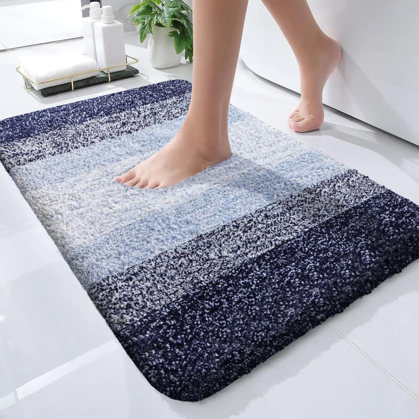 Kitinjoy Tappeto Da Bagno In Microfibra Assorbente Morbido Antiscivolo Shaggy Lavabile In Lavatrice
