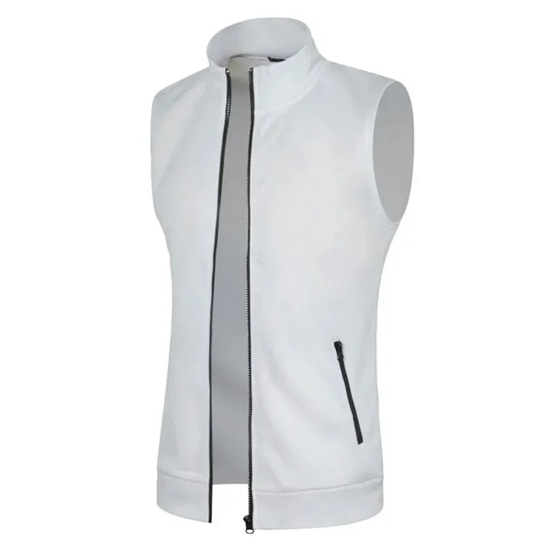 Gilet Senza Maniche Con Cerniera Da Uomo Autunno Traspirante Esterno Streetwear Dolcevita