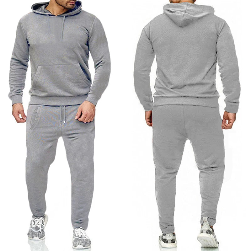 Tuta Sportiva Da Uomo Tinta Unita Felpa Con Cappuccio E Pantaloni Jogging Alta Qualità Casual Quotidiana