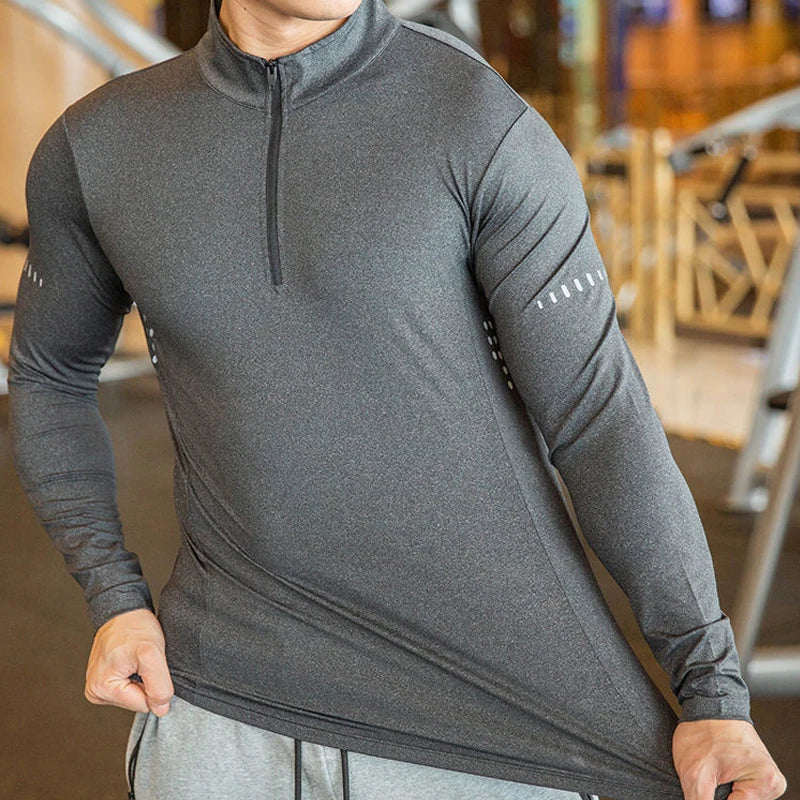 Maglia Da Fitness Da Uomo A Maniche Lunghe Per Corsa Palestra Sportiva Compression Rashguard Attillata