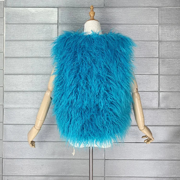 Gilet Di Pelliccia Sintetica Da Donna Lana Imitazione Caldo Senza Maniche Autunno Inverno 2025 Stile Elegante