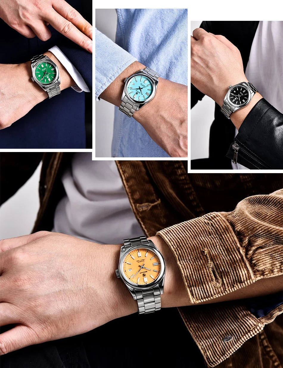 Orologio Automatico Meccanico Lusso da Uomo con Calendario Impermeabile 100m Acciaio Inossidabile Luminoso