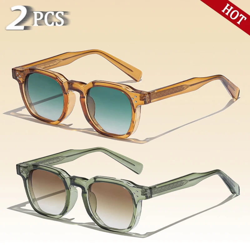 Occhiali Da Sole Retro Punk Quadrati Caterside Unisex Set Da 2 Pezzi Design Personalizzato Regalo Per Festival