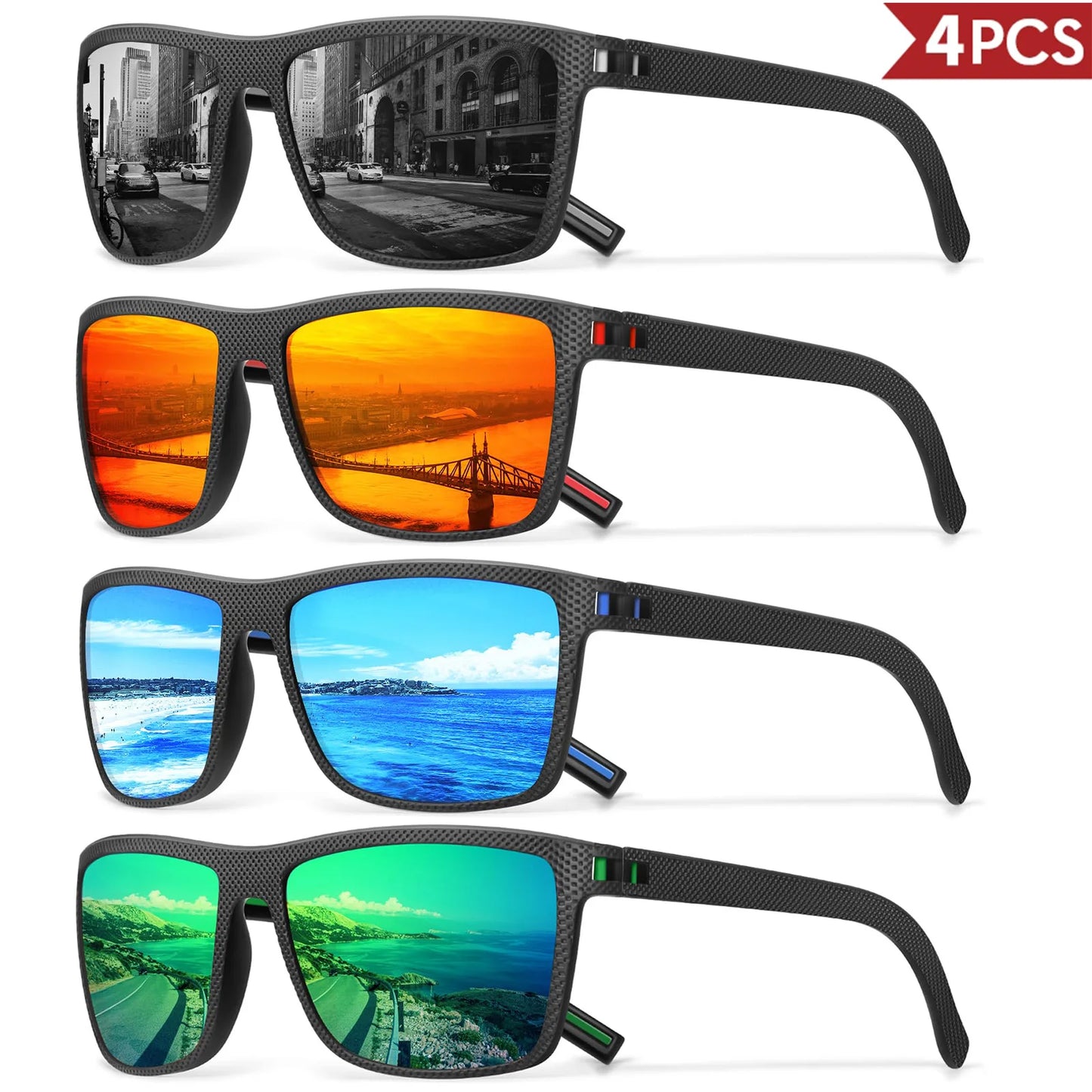 Confezione Occhiali Da Sole Polarizzati Colorati Unisex Con Scatola Di Design UV400 Per Guida Pesca E Sport All Aperto