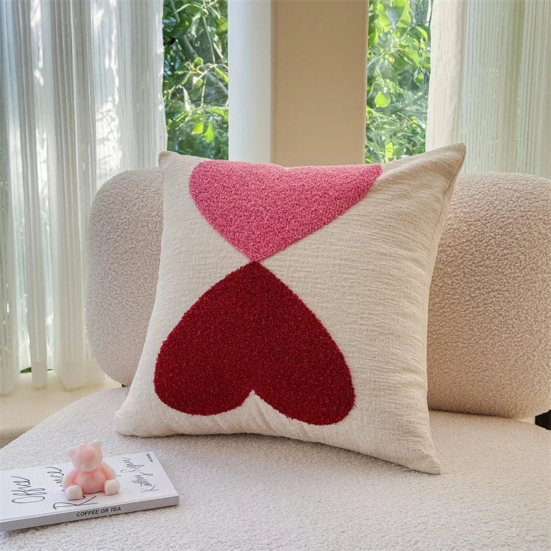 Fodera Cuscino Coppia Rosa Rossa In Ciniglia Ricamo Amore San Valentino Fodere Decorativi Cuscini Casa Moderna 45x45 Cm