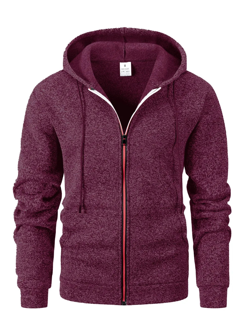 Felpa Da Uomo Autunnale Tinta Unita Con Cappuccio Maniche Lunghe E Chiusura A Cerniera Slim Fit Con Tasche