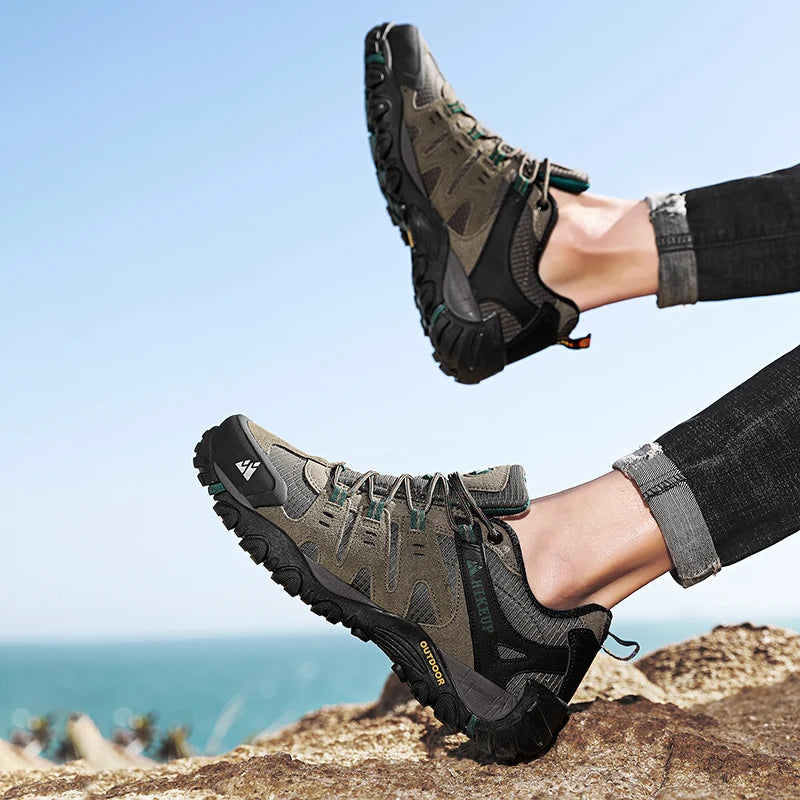 HIKEUP Scarpe Da Trekking Da Uomo In Pelle Scamosciata Impermeabili Traspiranti Esterno Resistente All Usura
