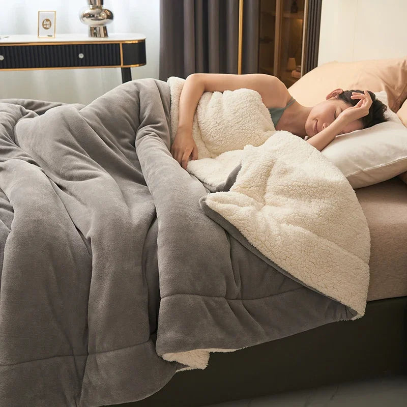 Coperta Invernale Calda E Spessa In Peluche Doppio Strato Pile Latte Flanella Morbida Per Divano Flurry