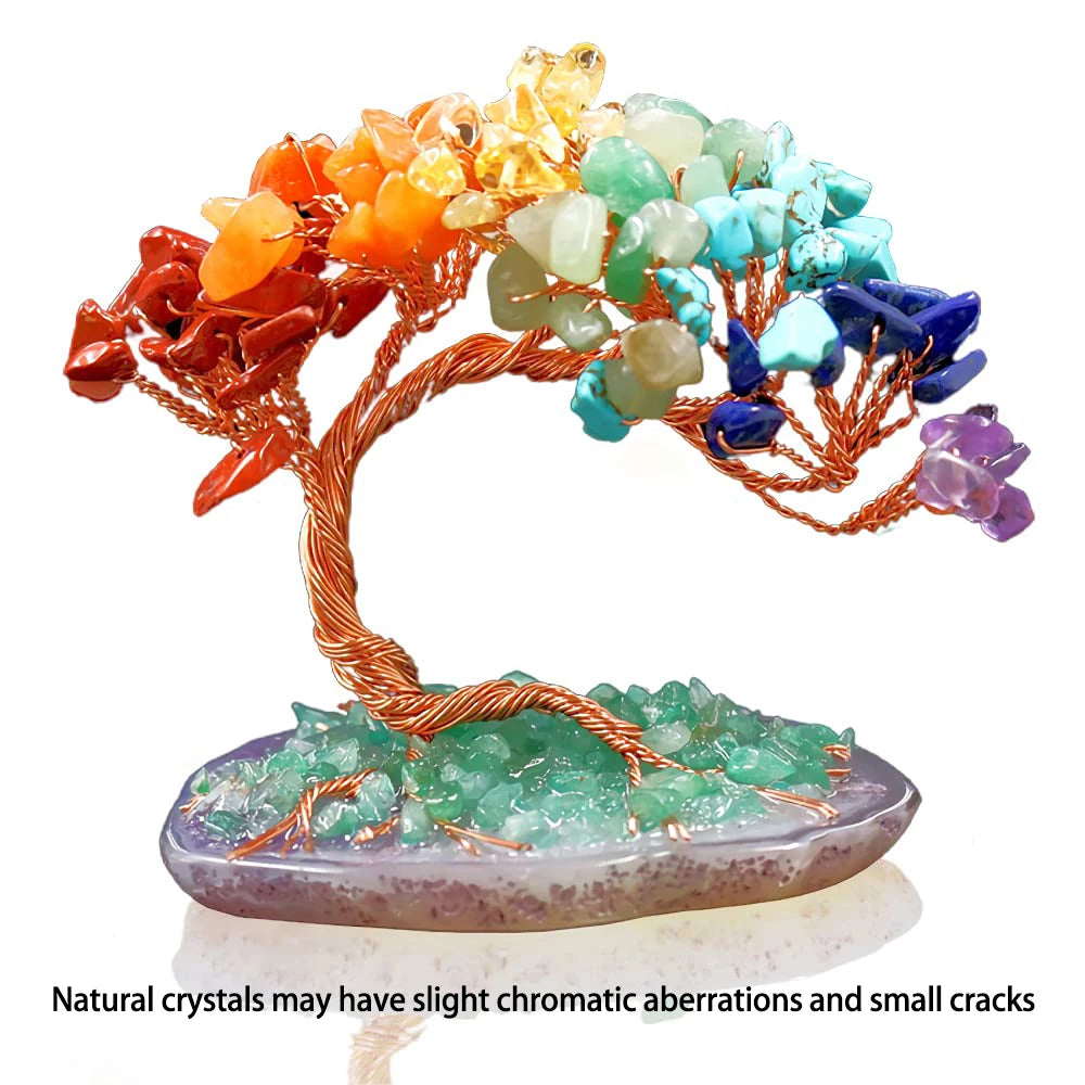 Albero Della Fortuna Feng Shui Cristallo Colorato Con Agata Naturale E Filo Di Rame Decorativo Per Casa Ufficio