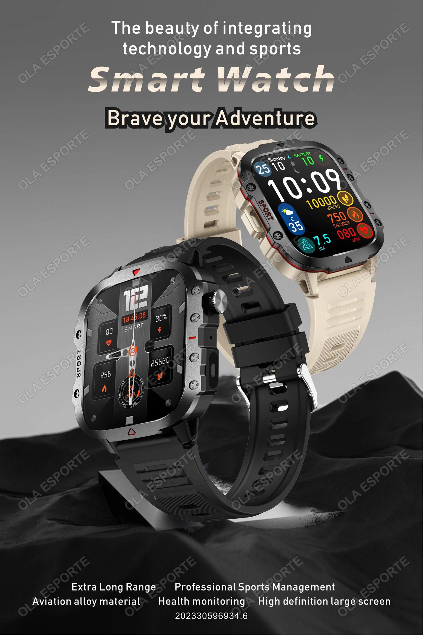 Smartwatch Militare Per Uomo 2026 IP67 3ATM GPS Bluetooth Salute Pressione Sanguigna Chiamate
