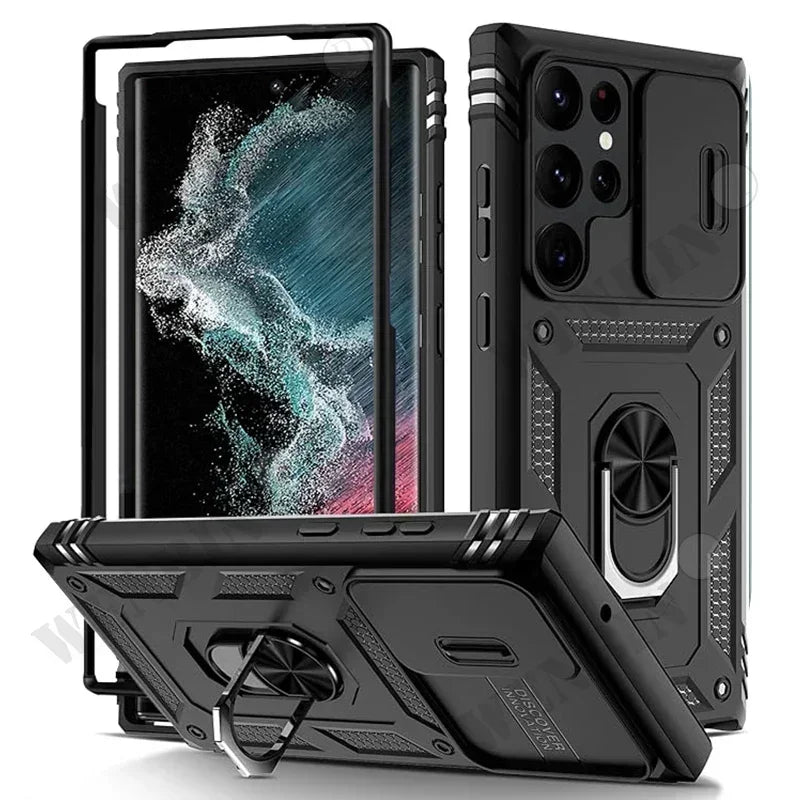 Custodia Resistente Con Cavalletto 360 Gradi Per Samsung S26 Ultra S25 S24 S23 Plus 5G Con Fotocamera Esterna