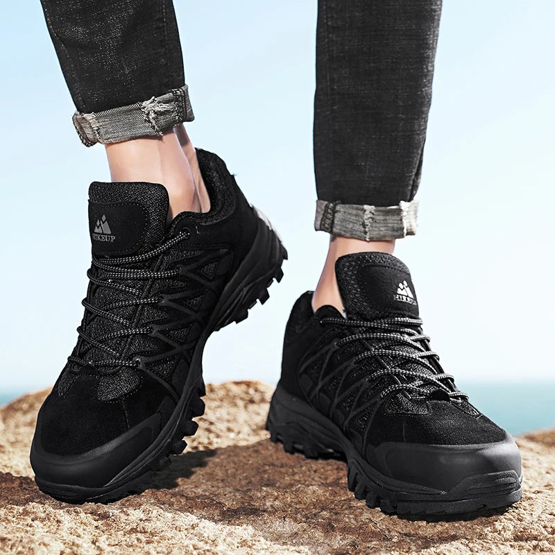 HikeUp Scarpe da Trekking da Uomo Traspiranti con Lacci Ammortizzate per Escursionismo all Aperto Impermeabili Outdoor