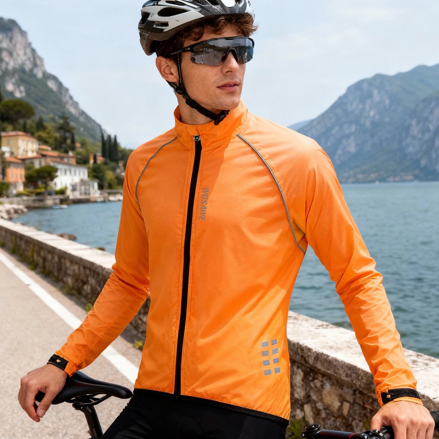 Giacca A Vento Ciclismo Uomo Antivento Riflettente Ultraleggera A Maniche Lunghe Per MTB E Bici Da Strada